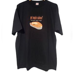 Vintage United Athle got maple Salmon? T-Shirt Black Size XL.